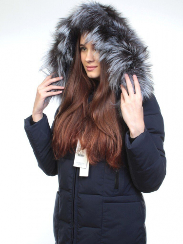 219 Пальто зимнее женское (холлофайбер, натуральный мех чернобурки) размер L - 46российский