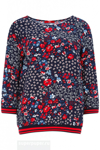 Женская блузка текстильная с отделкой из трикотажа