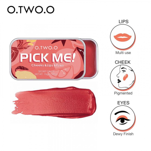 Матовый крем 3 в 1 (румяна, тени для век, помада для губ) O.TWO.O Pick Me 10г #9139 (№04 Розово-каштановый)