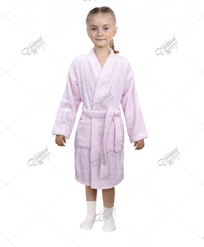 Махровый детский кимоно розовый