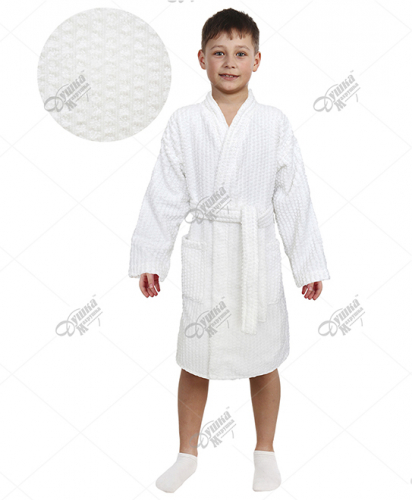 Махровый детский белый кимоно жаккард