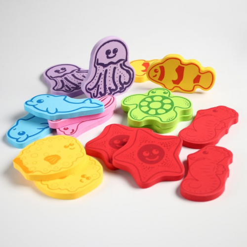 Набор игрушек для ванны «Учим морских животных»: фигурки-стикеры из EVA, 16 шт.