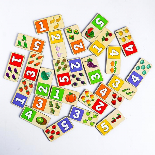 Домино «Фрукты-овощи»15 карточек размером: 7.7×3.7×0.3 см, 22.5×13.5×5 см