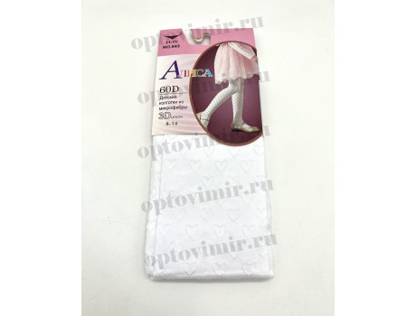 Колготки детские Fute Алиса белые рис. сердечки 60 den 843