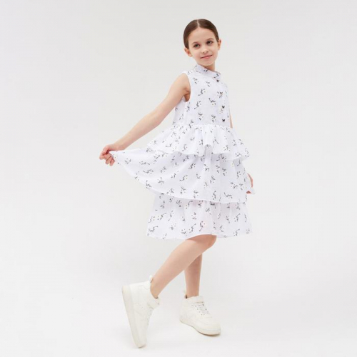 Платье для девочки MINAKU: Cotton collection цвет белый, р-р 98