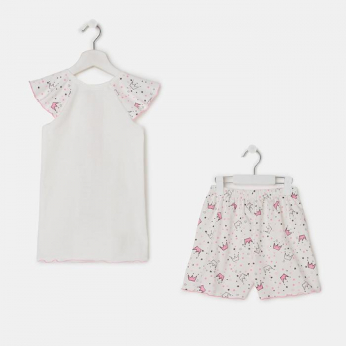 Пижама для девочки, цвет розовый/молочный, рост 98-104 см