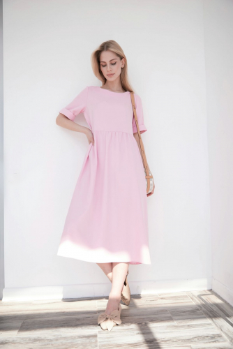 3992 Платье-миди в нежно-розовом цвете
