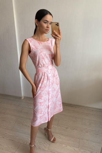 1816 Платье с вырезом розовое