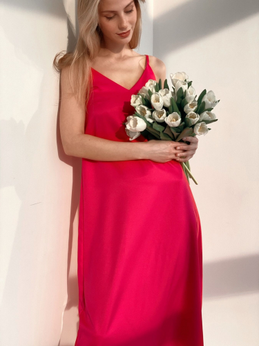 3734 Платье-комбинация в сочном розовом цвете