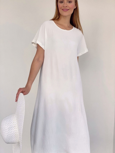 4154 Платье из хлопка белое