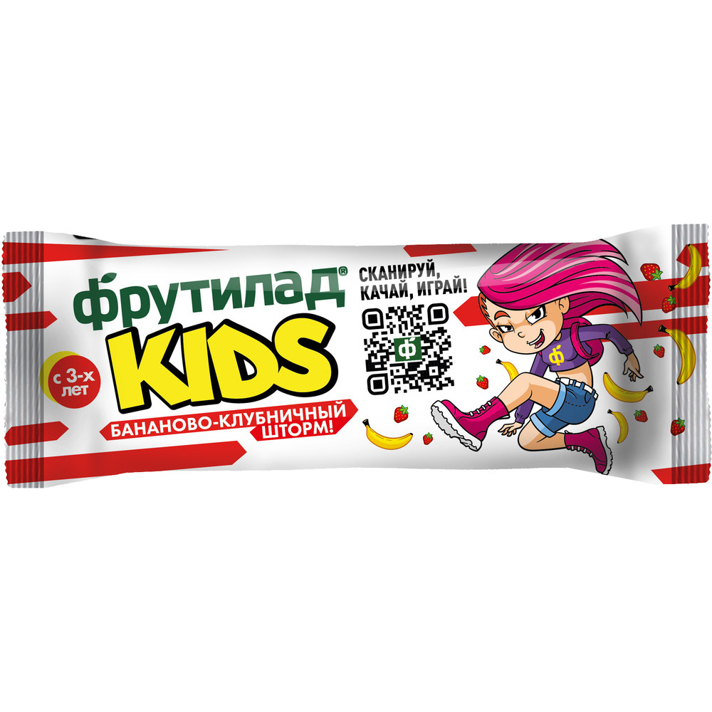 Батончик фруктовый с бананом и клубникой для детского питания, «Фрутилад KIDS», 25г