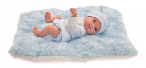 3903B Кукла Пепито мальчик на голуб. одеялке, 21см
