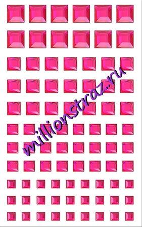 Квадратики самоклеящиеся розовые, 84 шт. на листе
