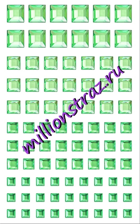 Квадратики самоклеящиеся салатовые, 84 шт. на листе