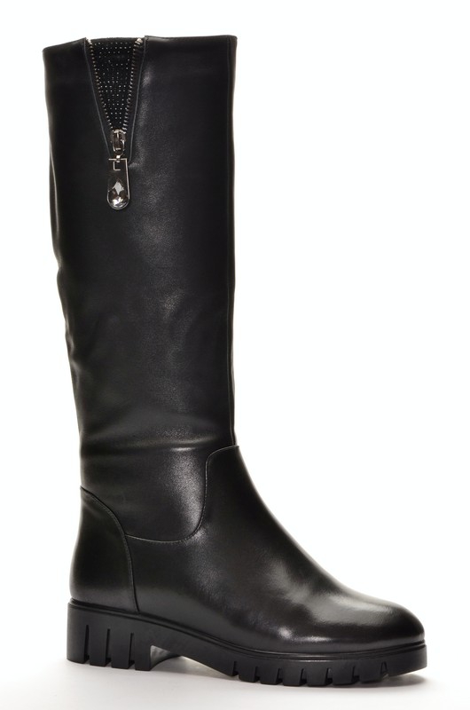 Mira Tini J371-15819BM-МП/Z Сапоги женские чер нат кожа, подклад нат евро мех (до щиколотки модели)