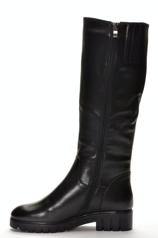 Mira Tini J371-15819BM-МП/Z Сапоги женские чер нат кожа, подклад нат евро мех (до щиколотки модели)