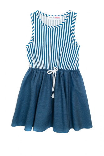Платье для девочки цвет  синий/полосатый