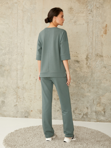 Комплект жен:фуфайка (футболка), брюки BeGood SS21WJ361 Amelie серо-зеленый
