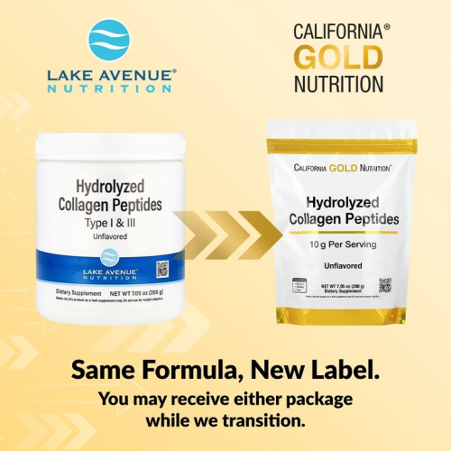 California Gold Nutrition, пептиды гидролизованного коллагена типов I и III, без добавок