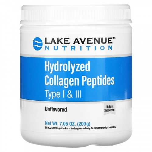 Lake Avenue Nutrition, пептиды гидролизованного коллагена типов 1 и 3, без вкусовых добавок