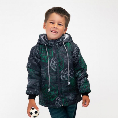 Куртка для мальчика, цвет чёрный/паутина, рост 92-98 см