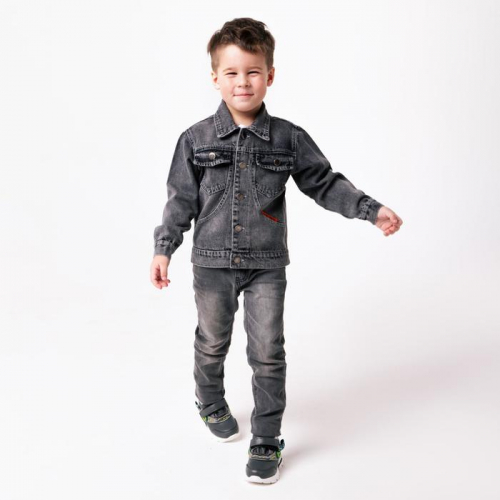 Куртка джинсовая для мальчика, цвет серый, рост 110 см