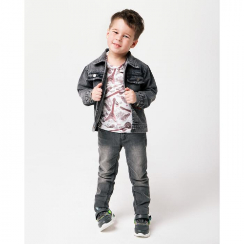 Куртка джинсовая для мальчика, цвет серый, рост 110 см