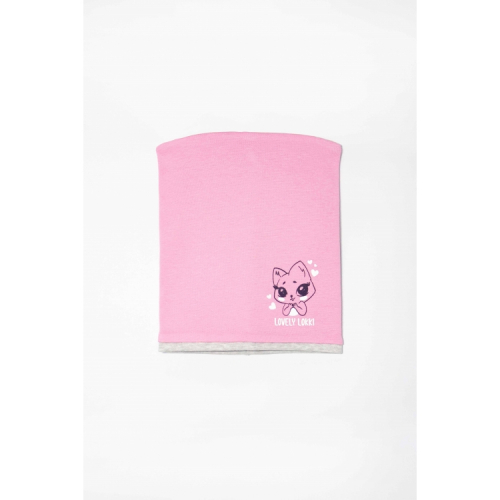 Шапка 2161-035 розовый серый меланж / кошка