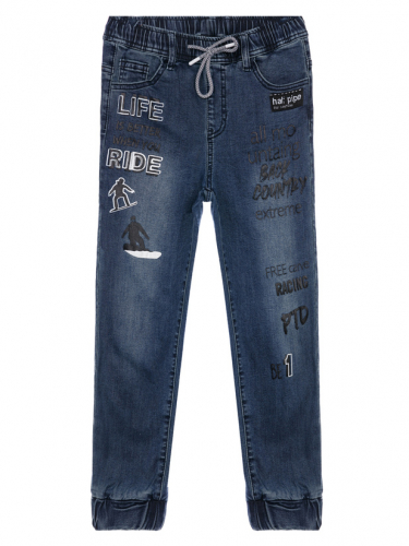 Брюки текстильные джинсовые утепленные с начесом для мальчиков