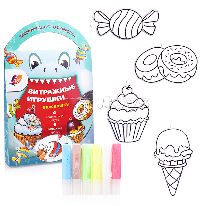 Набор красок по стеклу с трафаретом «Вкусняшки»