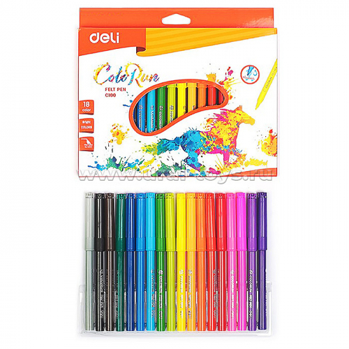 Фломастеры 18цв. вентилируемые, ColoRun, коробка с европодвесом