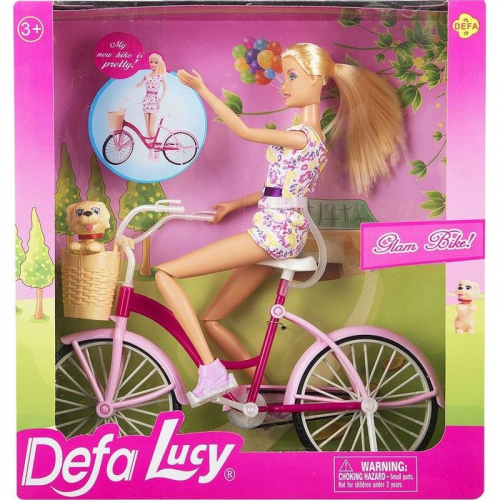 Кукла Defa на велосипеде с аксессуарами 28 см