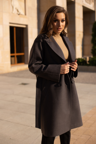 Пальто женское демисезонное 23220 (темно-серый)