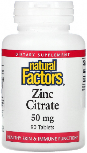 Natural Factors, цитрат цинка, 50 мг, 90 таблеток