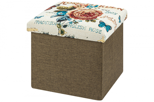 Пуф складной с ящиком для хранения 35*35*35 см Роза с вышивкой. Elan ...
