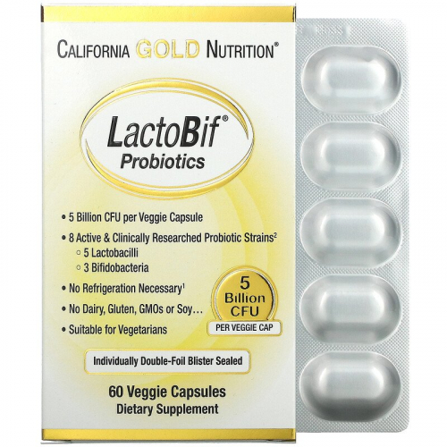 California Gold Nutrition, LactoBif, пробиотики, 5 млрд КОЕ, растительные капсулы