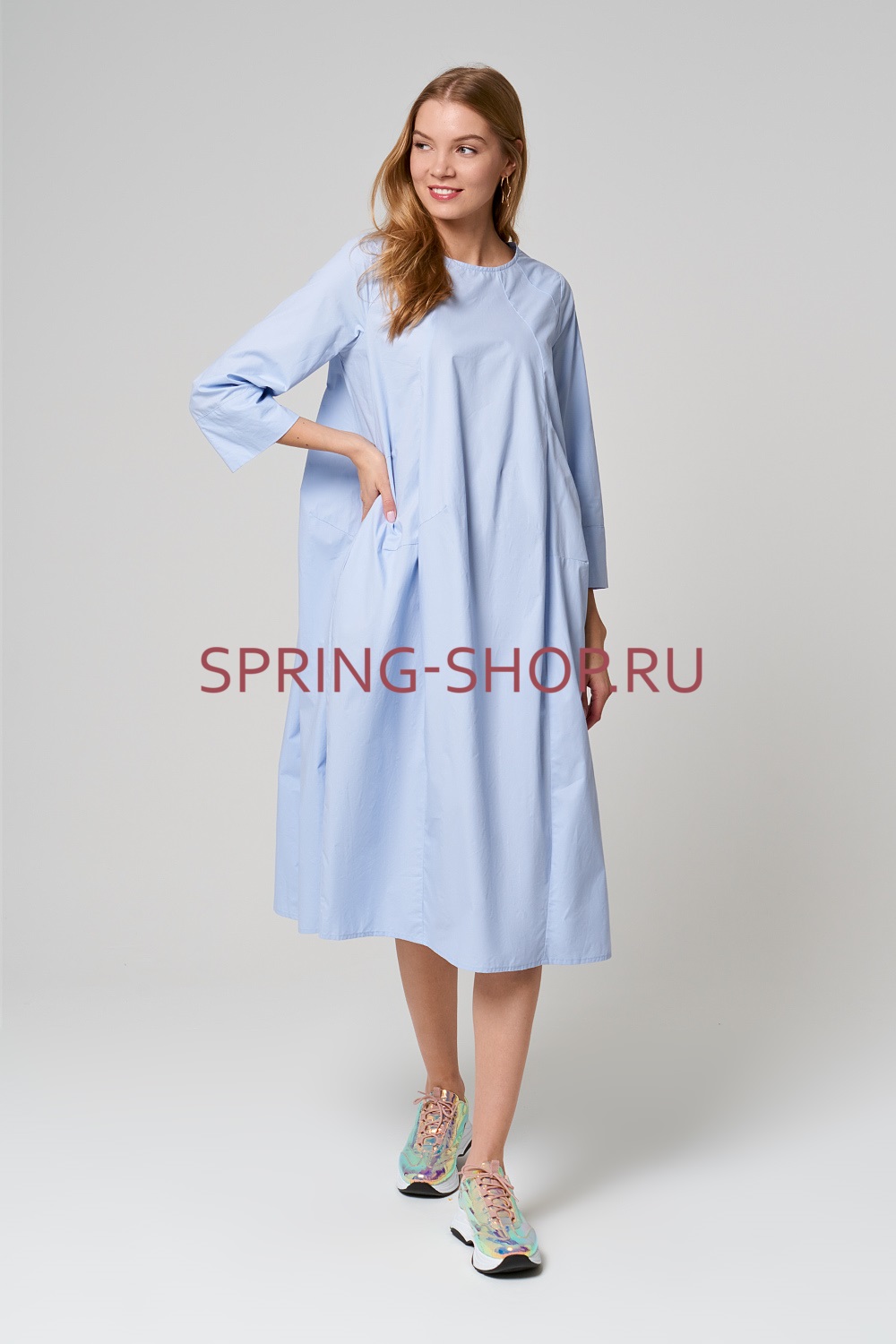 ЖЕНСКОЕ ПЛАТЬЕ ТЕКСТИЛЬНОЕ SNQXLS9DR516 ГОЛУБОЙ 223945000
