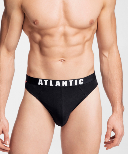 Мужские трусы слипы спорт Atlantic, набор 3 шт., хлопок, черные, 3MP-094