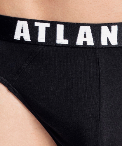 Мужские трусы слипы спорт Atlantic, набор 3 шт., хлопок, черные, 3MP-094