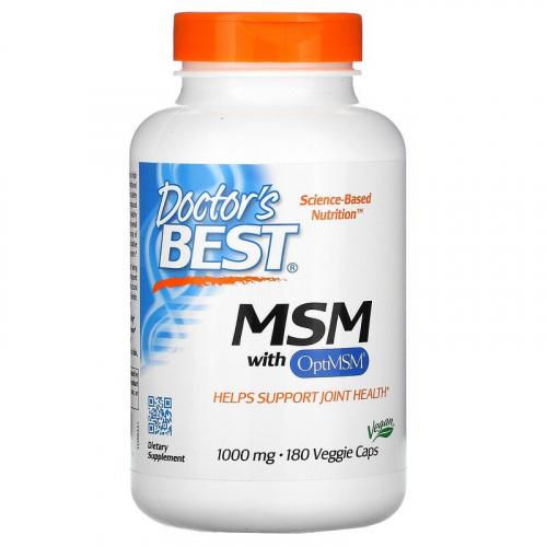 Doctor's Best, МСМ с OptiMSM, 1000 мг, 180 вегетарианских капсул