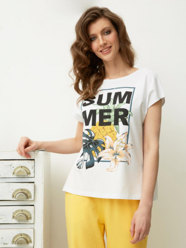 Комплект фуфайка (футболка), брюки жен Mia Cara SS20WJ3029 Summer mood белый/желтый р.42-44
