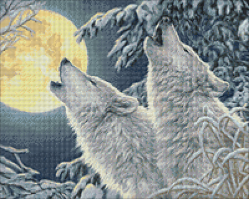Алмазная мозаика: Полнолуние и волки размер 50х40 Ag 2565