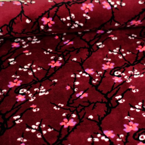 Велюр с рис. пл.240 цветочки фон бордо