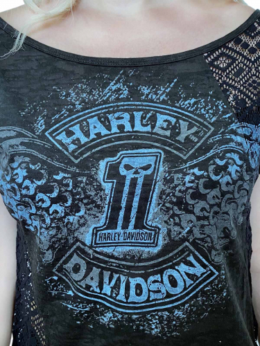 Брендовая женская футболка Harley-Davidson – фасон-топ среди модных блогерш №1082