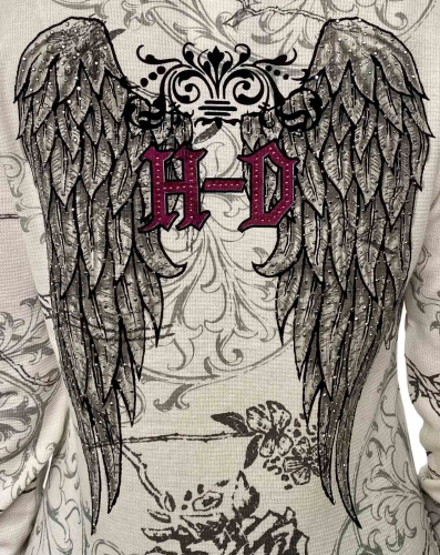 Женский реглан Harley-Davidson – абстрактный tattoo-принт в тандеме с фирменными мото-логотипами №1006
