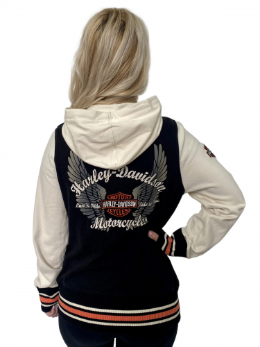 Женская толстовка Harley-Davidson – контрастные рукава, уютный капюшон, замок по всей длине. Вещь – топ! №1008