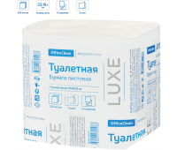 Бумага туалетная листовая OfficeClean Professional (V-сл)(T3), 2-слойная, 250лист/пач, белая, 300442