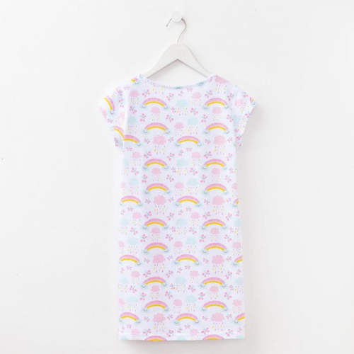 Сорочка для девочки, цвет белый/радуга, рост 134 см