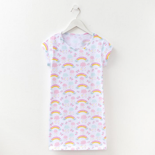Сорочка для девочки, цвет белый/радуга, рост 134 см