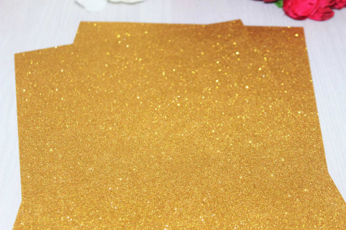 Фоамиран EVA глиттерный (светло-золотой) 2мм 20см*30см упак.10шт В наличии